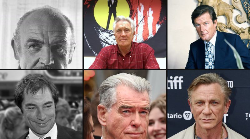 James Bond-skuespillerne — Sean Connery, George Lazenby, Roger Moore, Timothy Dalton, Pierce Brosnan, Daniel Craig