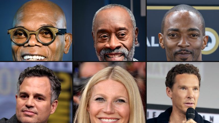 Marvel-skuespillere — Samuel L. Jackson, Don Cheadle, Anthony Mackie, Mark Ruffalo, Gwyneth Paltrow, Benedict Cumberbatch